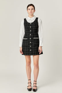 ENGLISH FACTORY - Tweed Sleeveless Mini Dress - DRESSES available at Objectrare