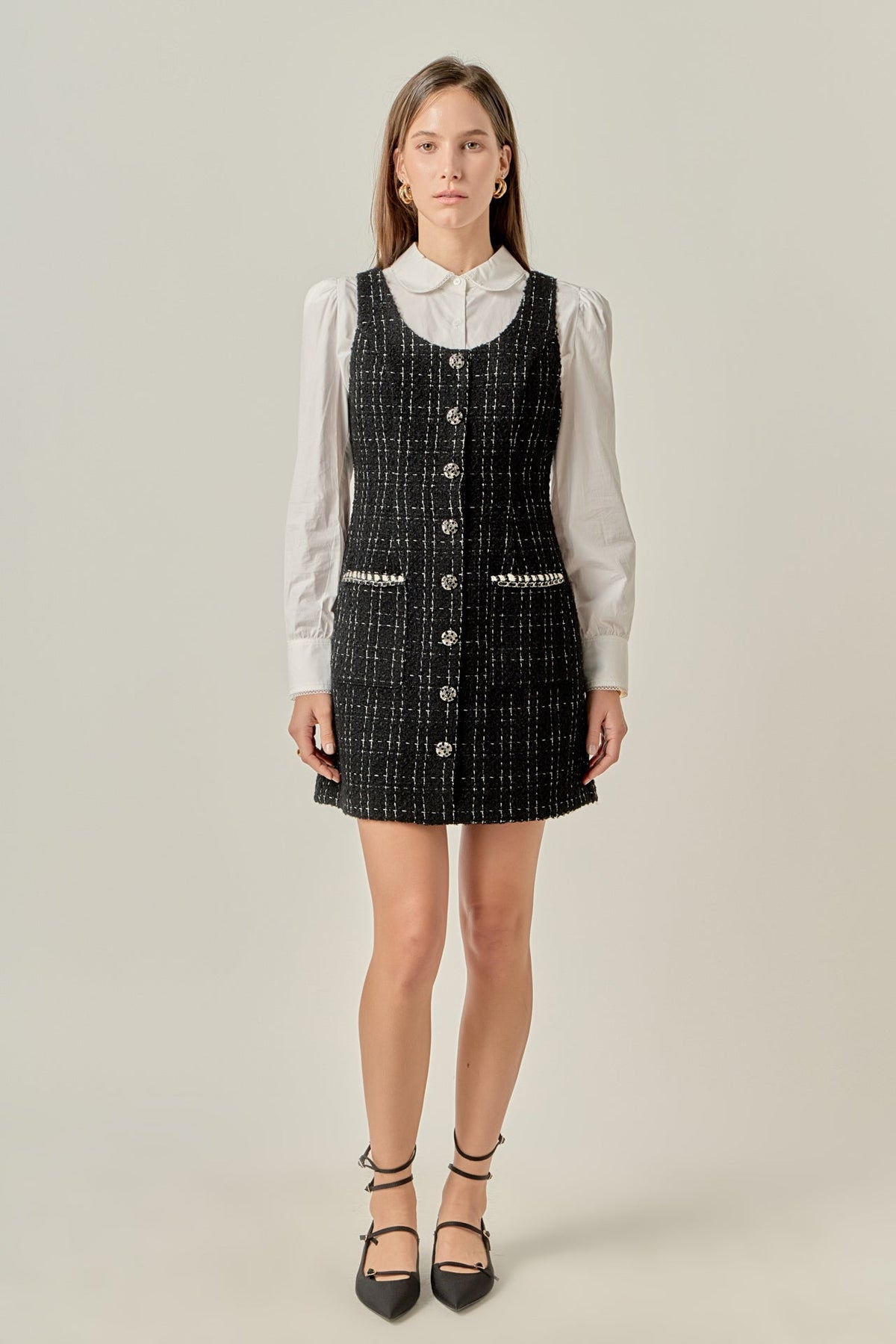 ENGLISH FACTORY - Tweed Sleeveless Mini Dress - DRESSES available at Objectrare