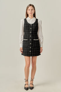ENGLISH FACTORY - Tweed Sleeveless Mini Dress - DRESSES available at Objectrare