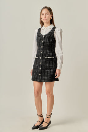 ENGLISH FACTORY - Tweed Sleeveless Mini Dress - DRESSES available at Objectrare