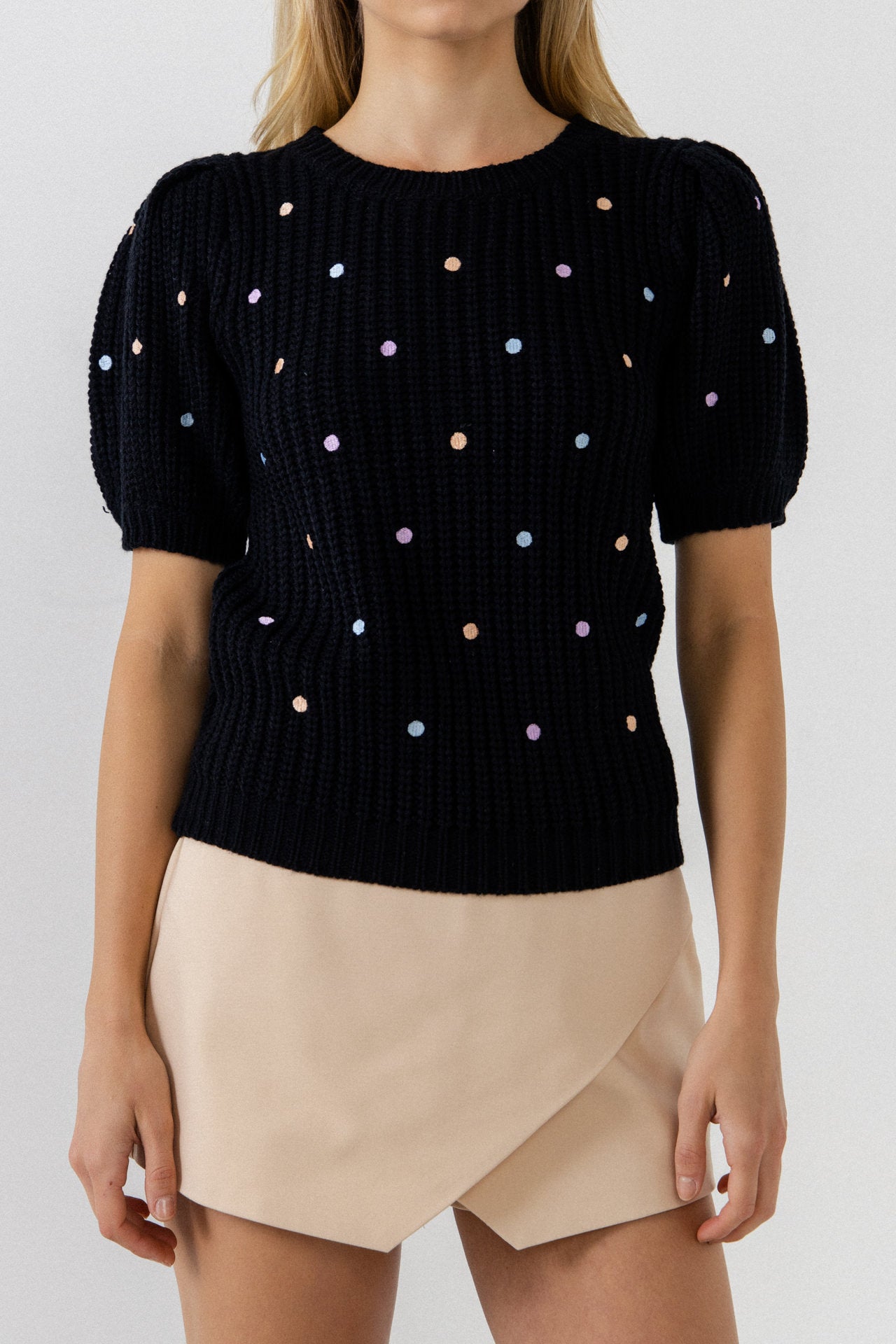 ENGLISH FACTORY - Multi Colored Dot Embroidered Sweater - SWEATERS & KNITS available at Objectrare