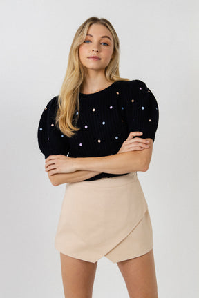 ENGLISH FACTORY - Multi Colored Dot Embroidered Sweater - SWEATERS & KNITS available at Objectrare