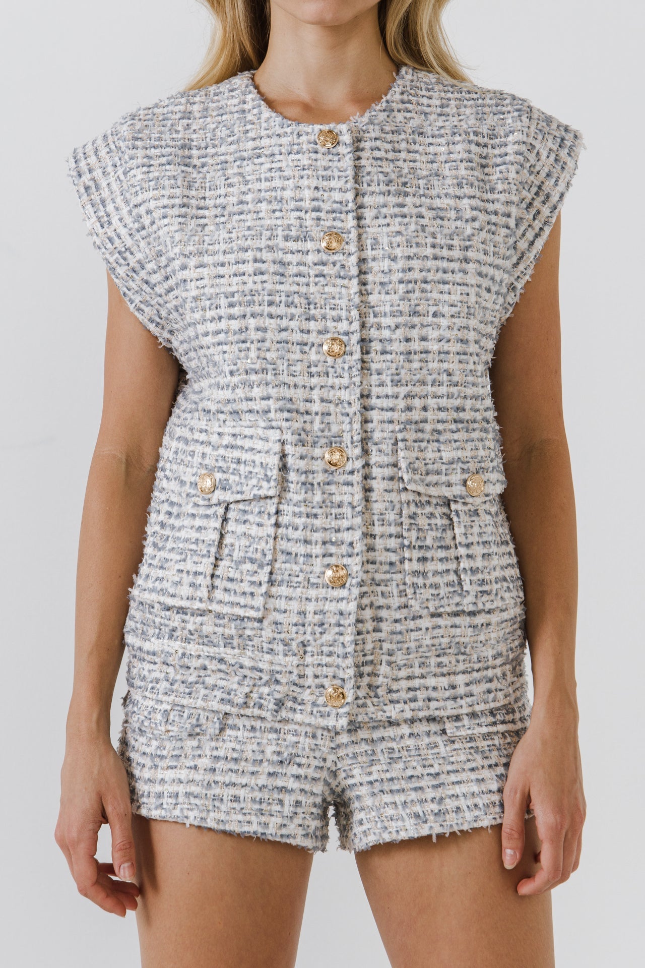 ENDLESS ROSE - Tweed Oversized Vest - JACKETS available at Objectrare