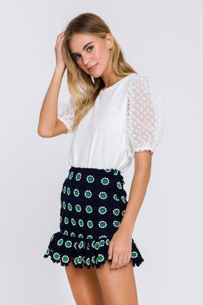 ENGLISH FACTORY - Flower Embroidery Skirt - SKIRTS available at Objectrare