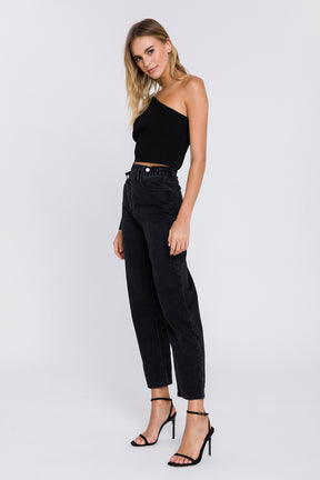 ENDLESS ROSE - Asymmetrical Knit Crop Top - SWEATERS & KNITS available at Objectrare