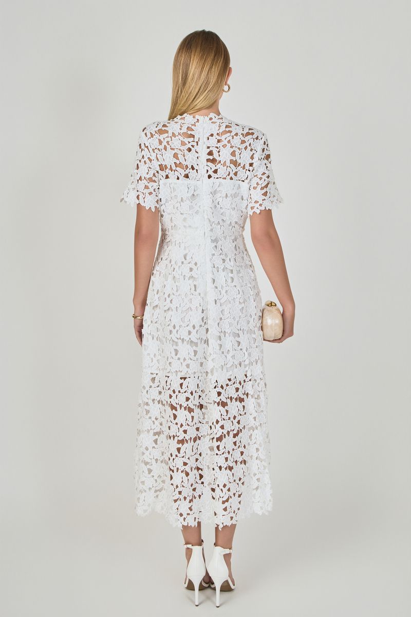 ENDLESS ROSE - All Over Lace Short Sleeves Midi Dress - DRESSES available at Objectrare