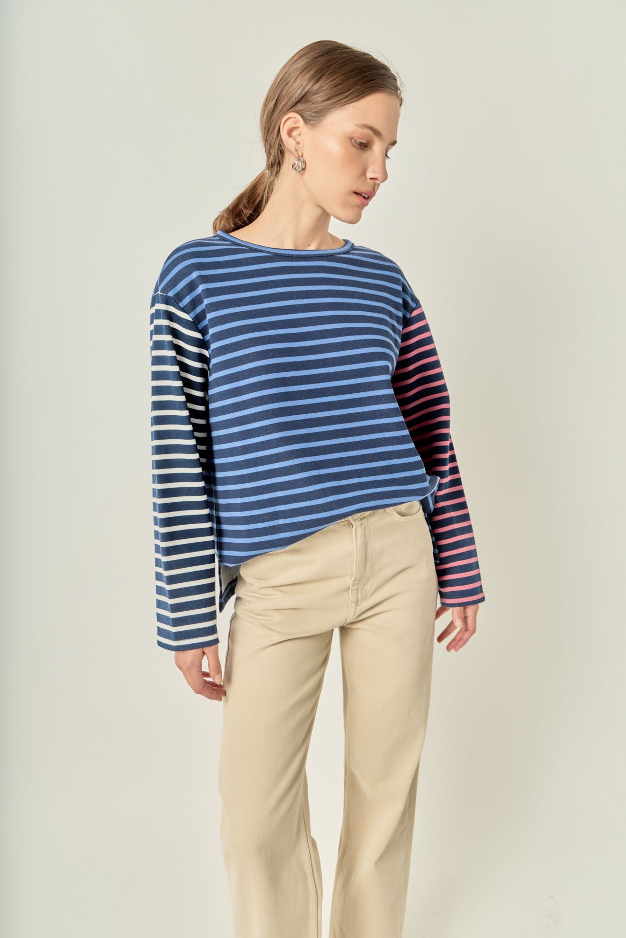 Mixed Stripe Long Sleeve Top