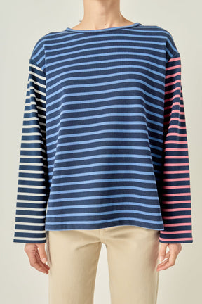 Mixed Stripe Long Sleeve Top
