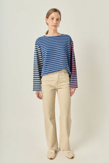 Mixed Stripe Long Sleeve Top