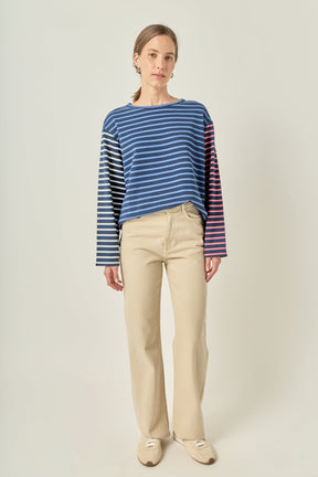 Mixed Stripe Long Sleeve Top