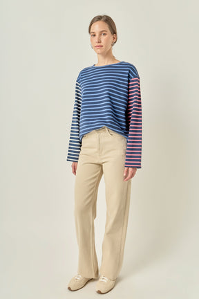 Mixed Stripe Long Sleeve Top