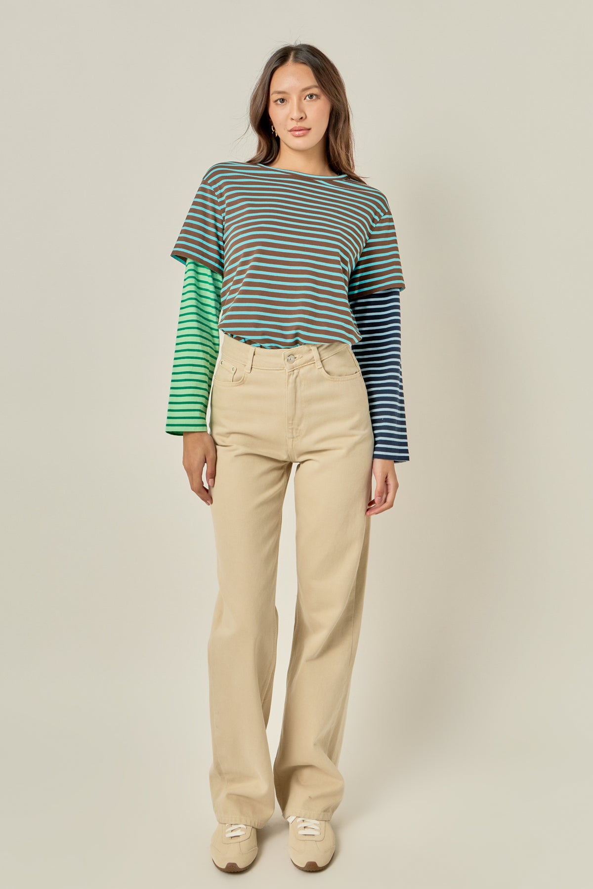 ENGLISH FACTORY - Layered Stripe Crewneck Top - TOPS available at Objectrare