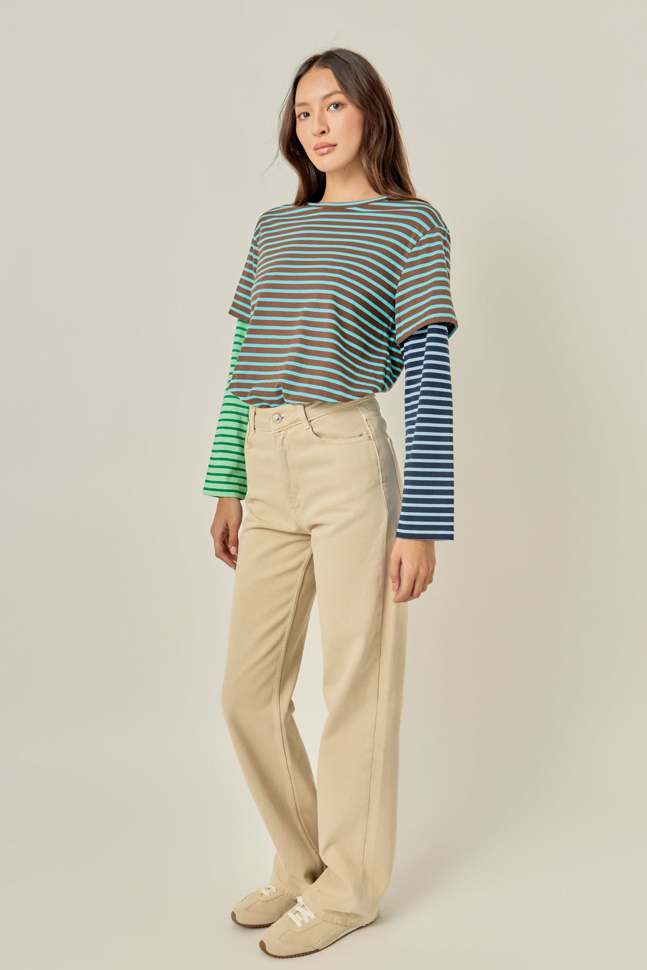 ENGLISH FACTORY - Layered Stripe Crewneck Top - TOPS available at Objectrare