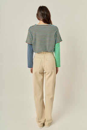 ENGLISH FACTORY - Layered Stripe Crewneck Top - TOPS available at Objectrare