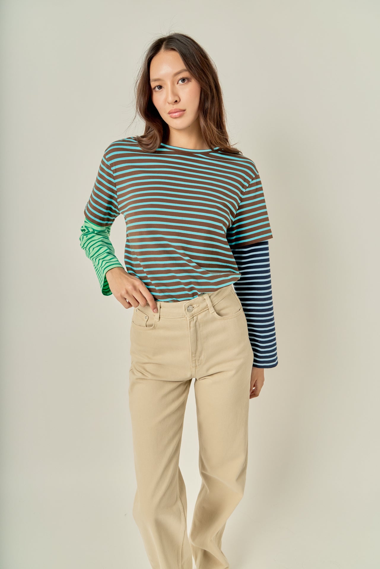 ENGLISH FACTORY - Layered Stripe Crewneck Top - TOPS available at Objectrare