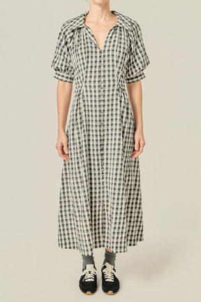 ENGLISH FACTORY - Gingham Puff Sleeve Dress - DRESSES available at Objectrare