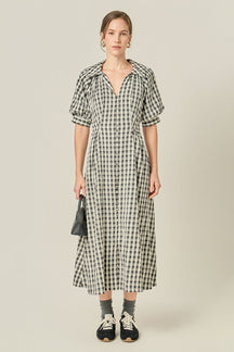 Gingham Puff Sleeve Dress