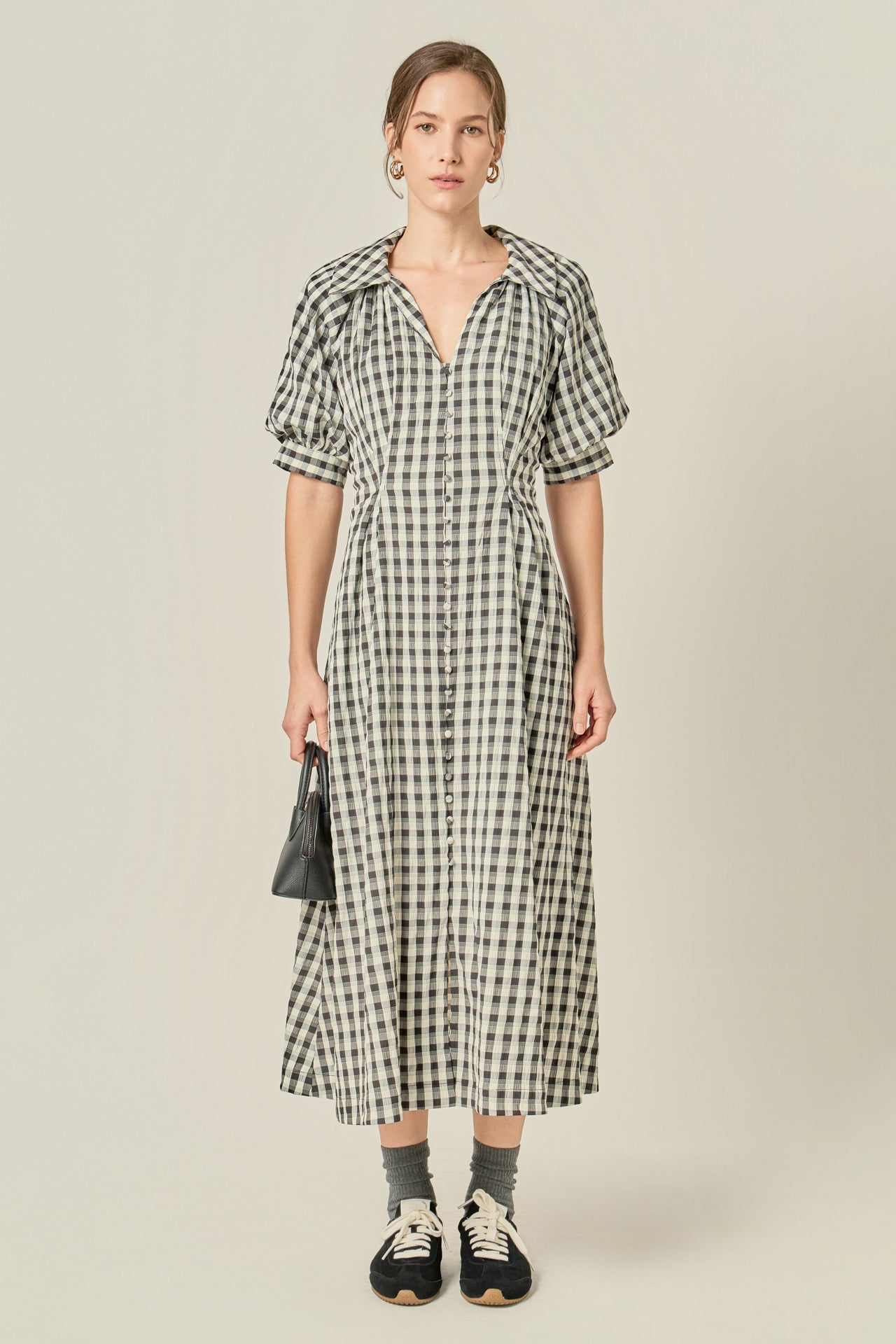 ENGLISH FACTORY - Gingham Puff Sleeve Dress - DRESSES available at Objectrare