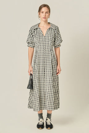 ENGLISH FACTORY - Gingham Puff Sleeve Dress - DRESSES available at Objectrare