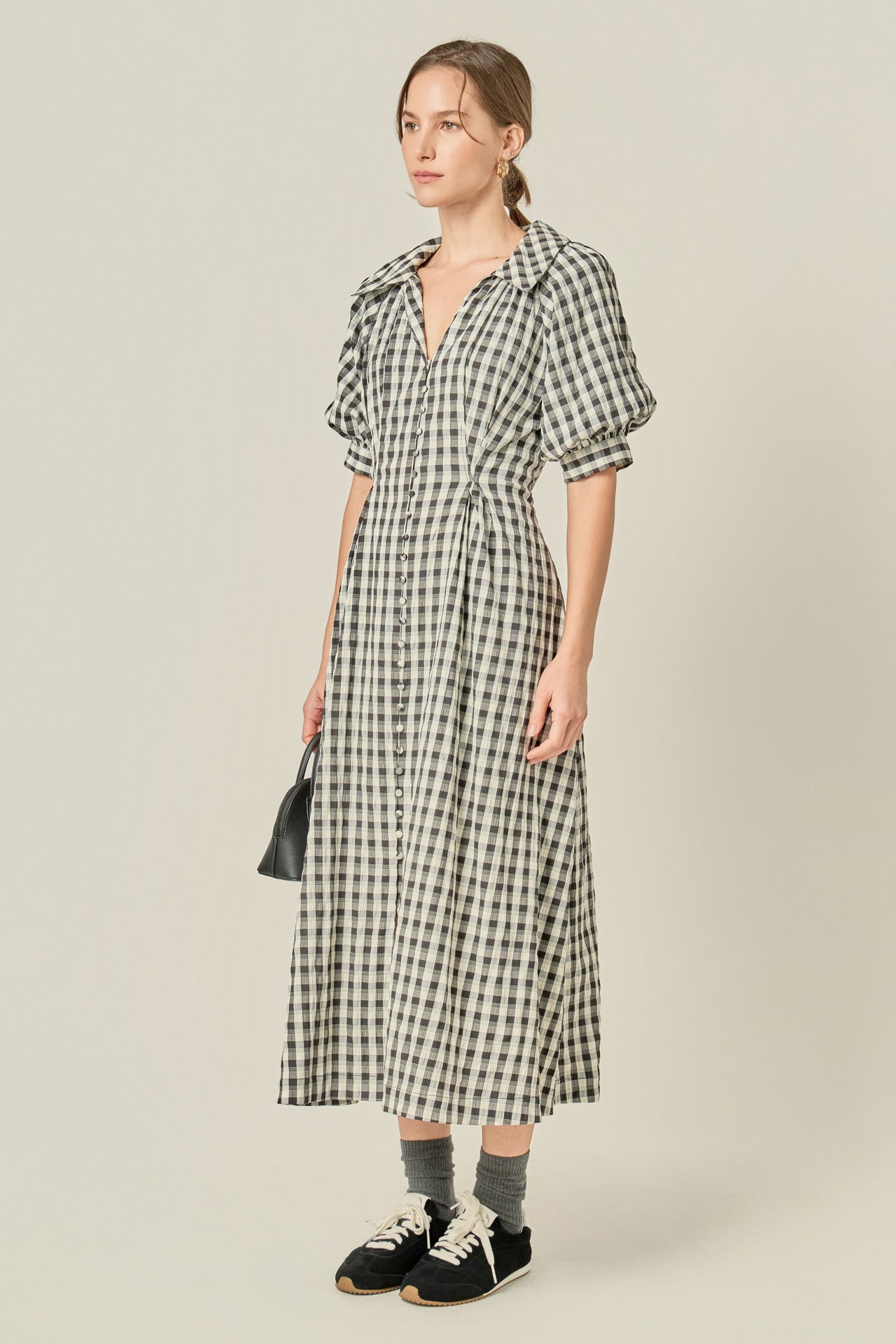 ENGLISH FACTORY - Gingham Puff Sleeve Dress - DRESSES available at Objectrare