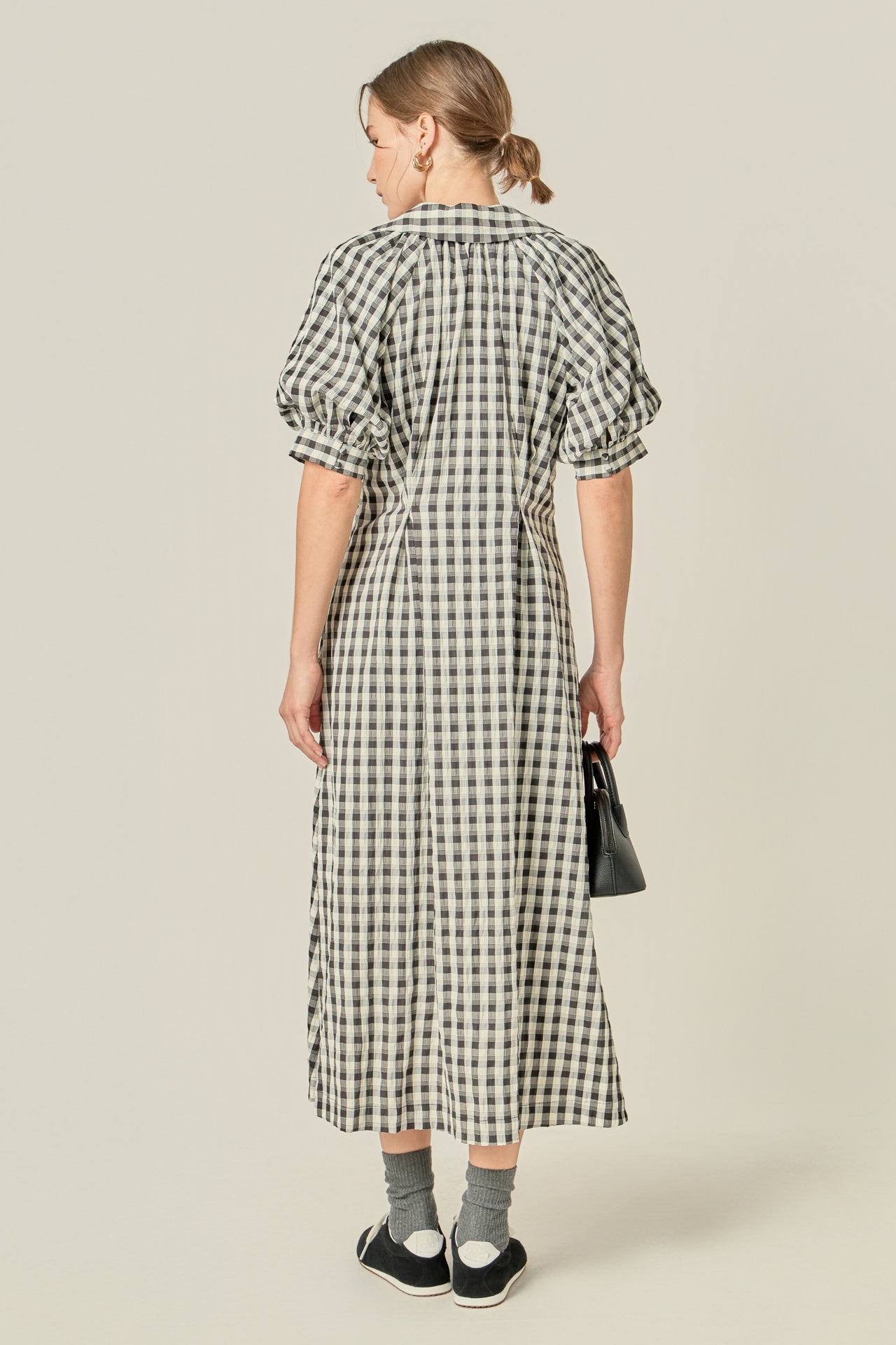 Gingham Puff Sleeve Dress