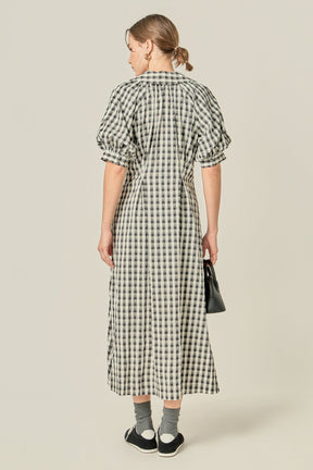 ENGLISH FACTORY - Gingham Puff Sleeve Dress - DRESSES available at Objectrare