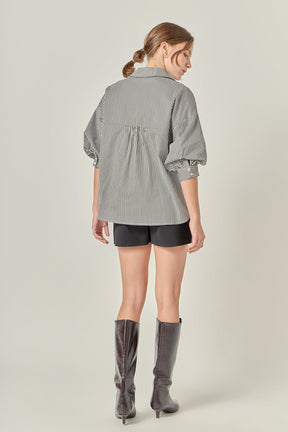 ENGLISH FACTORY - Striped Button Down Shirt - TOPS available at Objectrare