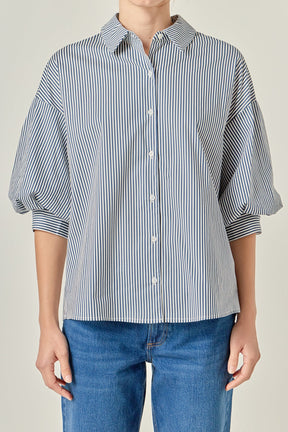 ENGLISH FACTORY - Striped Button Down Shirt - SHIRTS & BLOUSES available at Objectrare