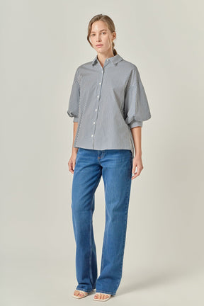 ENGLISH FACTORY - Striped Button Down Shirt - TOPS available at Objectrare