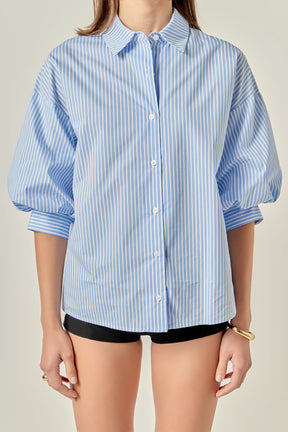 ENGLISH FACTORY - Striped Balloon Shirt - TOPS available at Objectrare