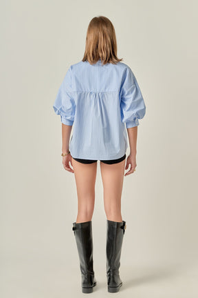 ENGLISH FACTORY - Striped Balloon Shirt - TOPS available at Objectrare