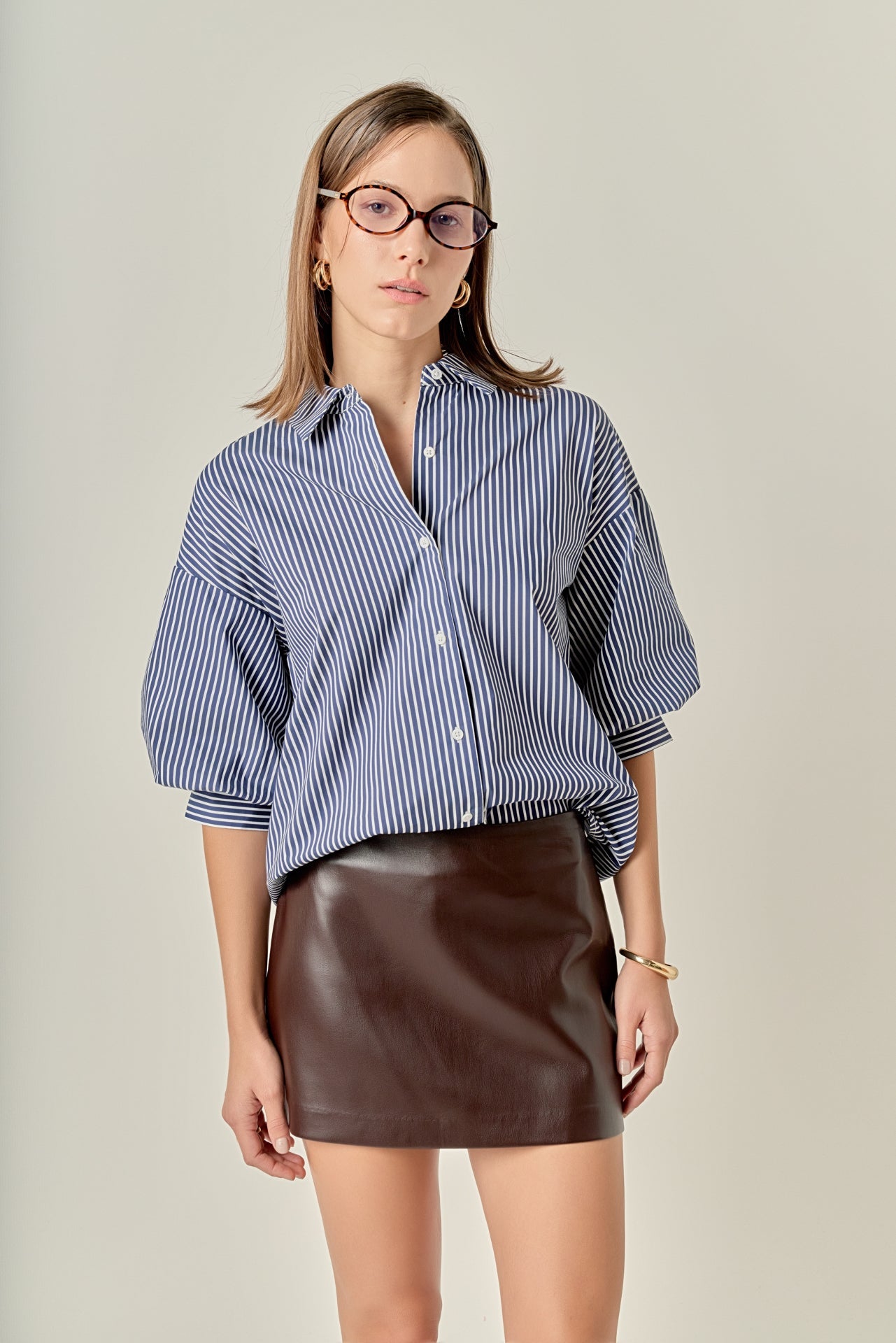 ENGLISH FACTORY - Striped Balloon Shirt - TOPS available at Objectrare
