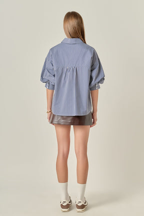 ENGLISH FACTORY - Striped Balloon Shirt - TOPS available at Objectrare