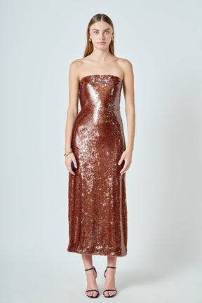 Strapless Sequin Maxi Dress