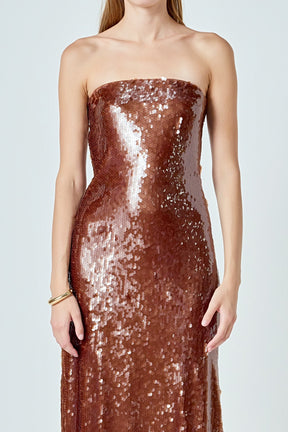 Strapless Sequin Maxi Dress