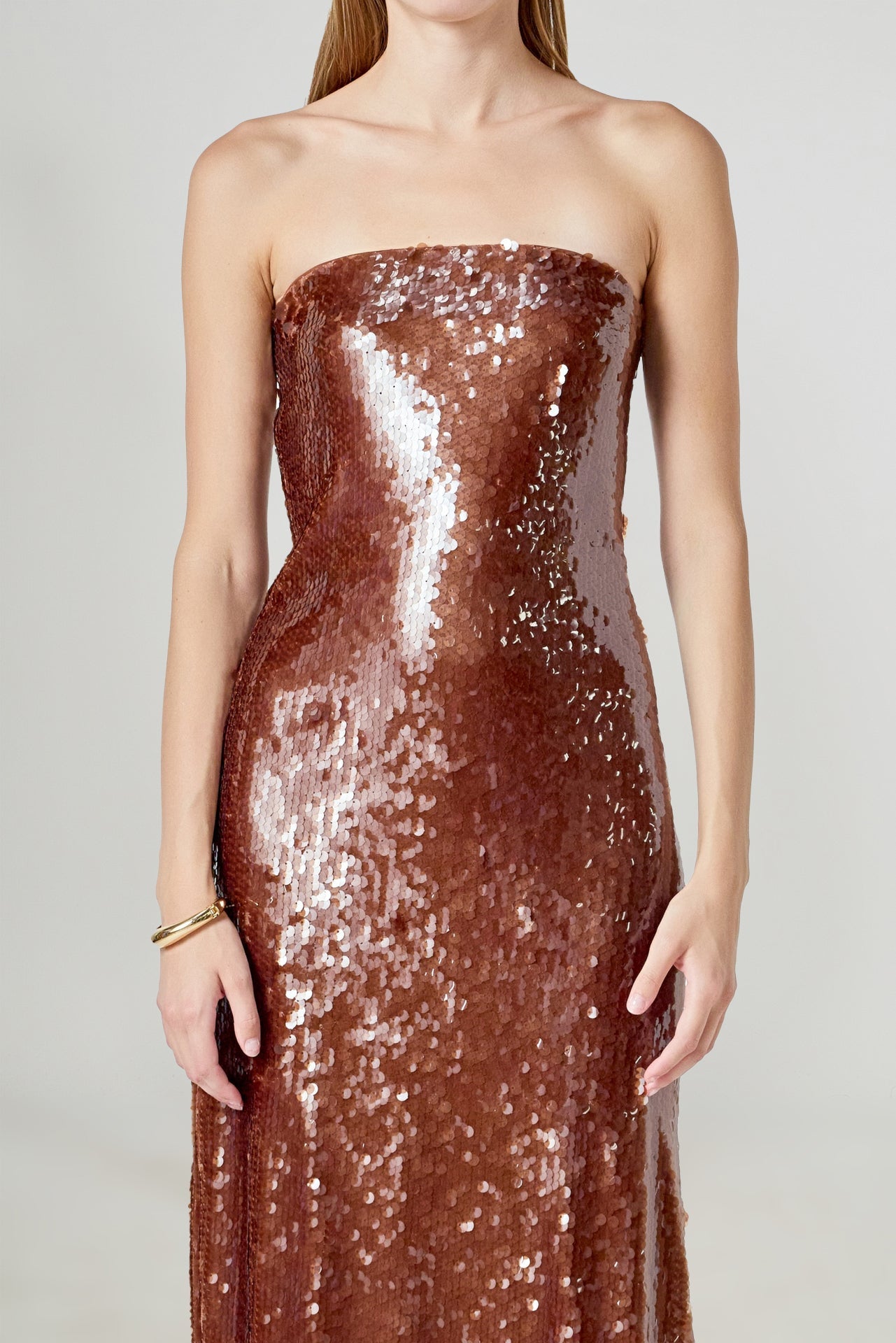 ENDLESS ROSE - Strapless Sequin Midi Dress - DRESSES available at Objectrare
