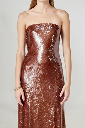 ENDLESS ROSE - Strapless Sequin Midi Dress - DRESSES available at Objectrare