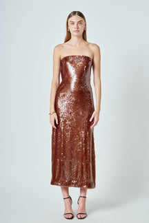 Strapless Sequin Maxi Dress