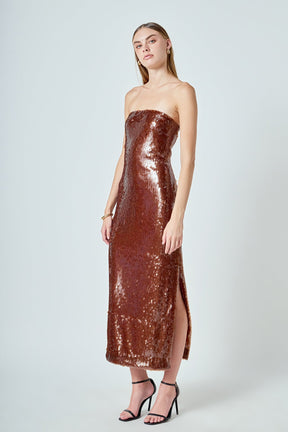 Strapless Sequin Maxi Dress