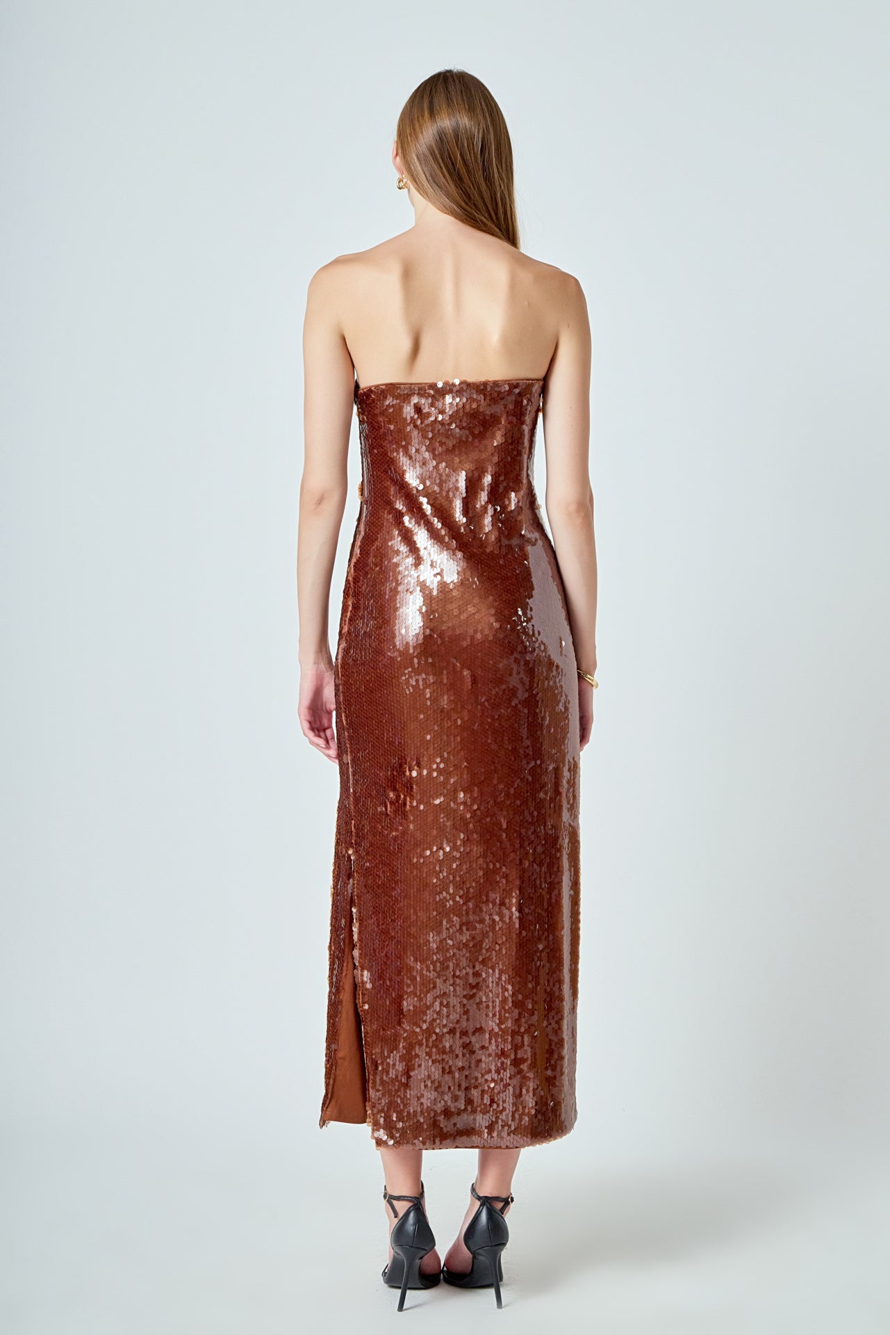 Strapless Sequin Maxi Dress