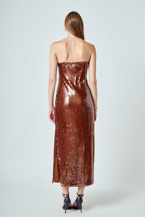 Strapless Sequin Maxi Dress