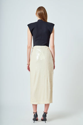 ENDLESS ROSE - Sequins Midi Skirt - SKIRTS available at Objectrare