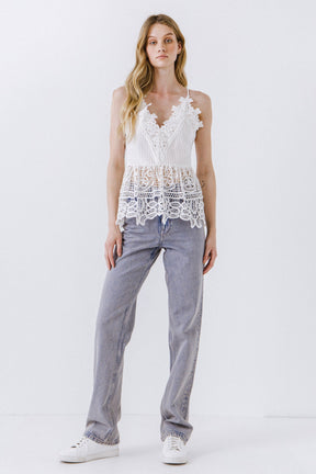 ENDLESS ROSE - Endless Rose - Lace Peplum Top - TOPS available at Objectrare