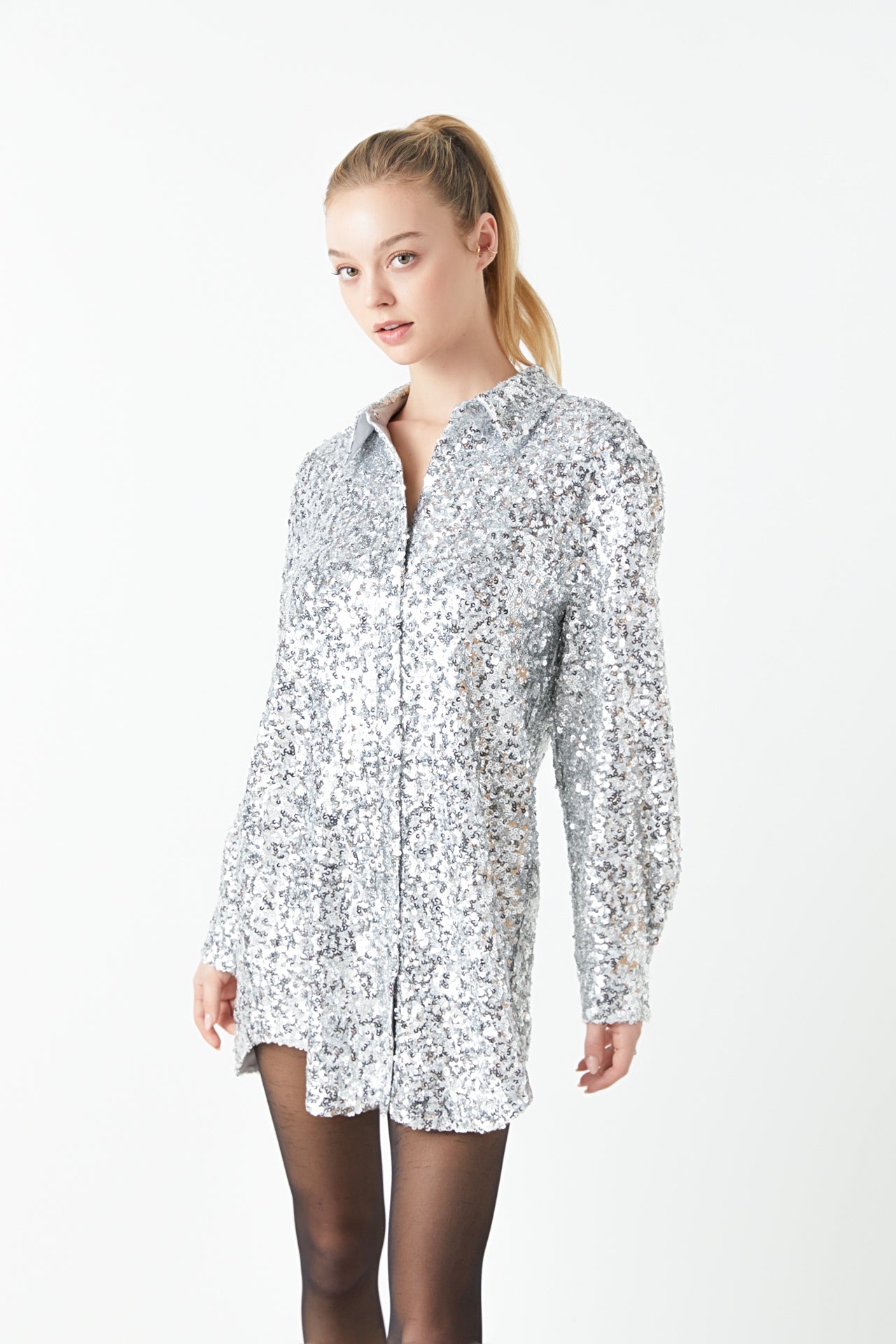 GREY LAB - Sequin Shirt Dress - DRESSES available at Objectrare