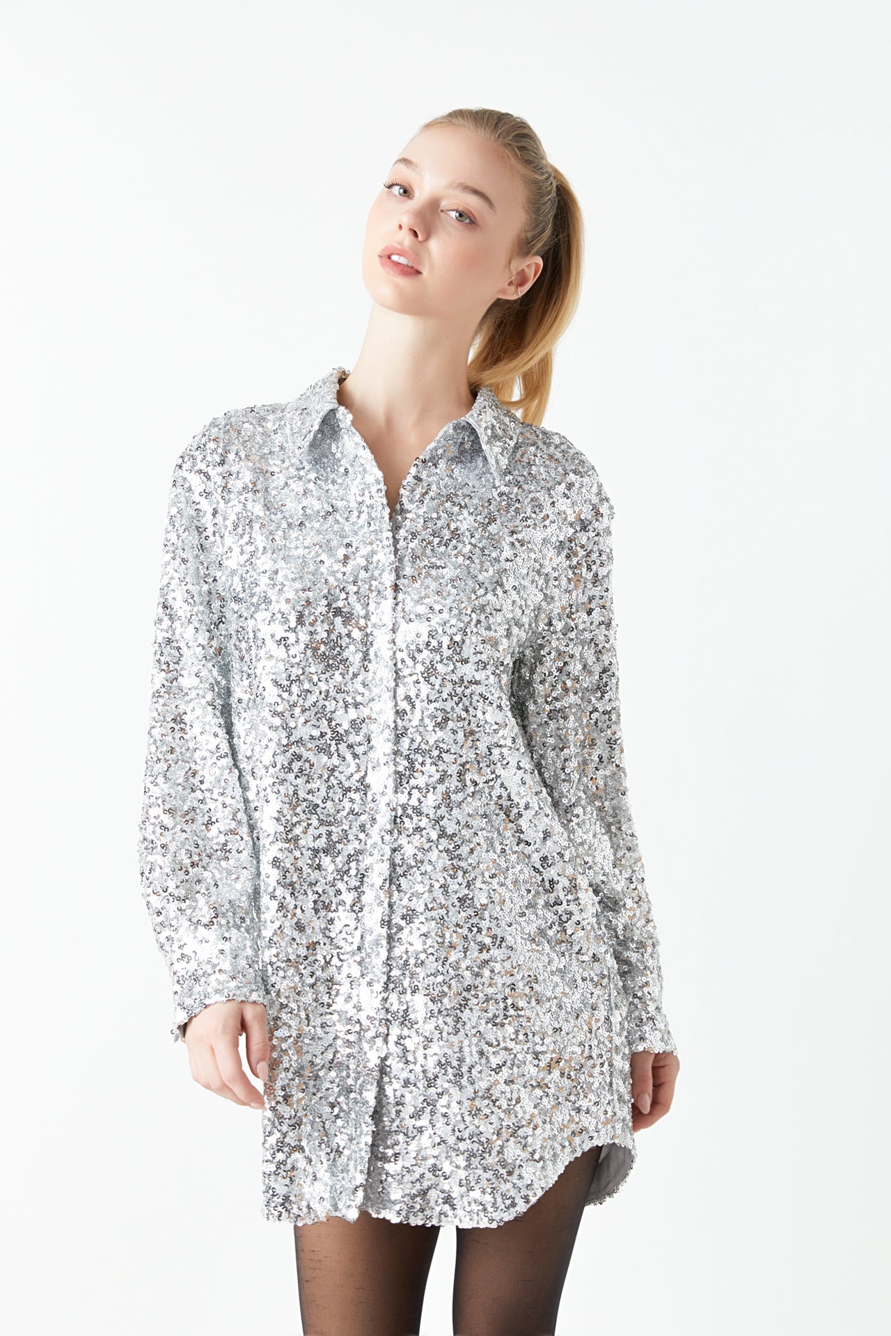 GREY LAB - Grey Lab - Sequin Shirt Dress - DRESSES available at Objectrare