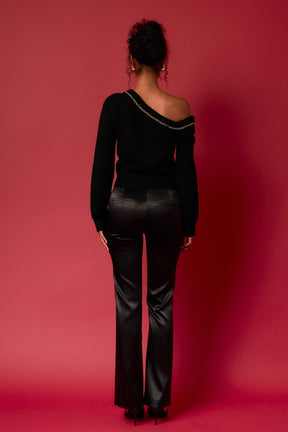ENDLESS ROSE - Chain Trimmed One Shoulder Top - TOPS available at Objectrare