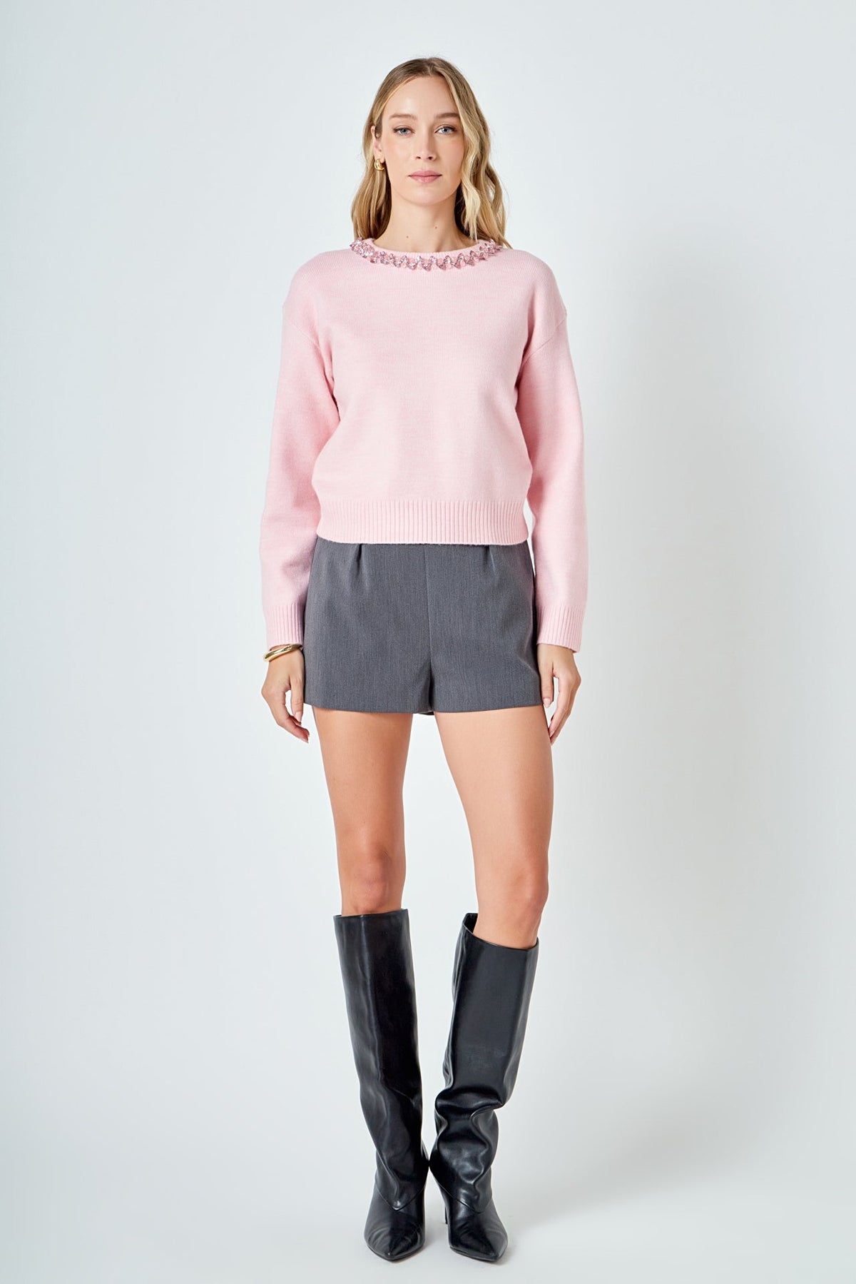 ENDLESS ROSE - Rhinestone Knit Top - TOPS available at Objectrare