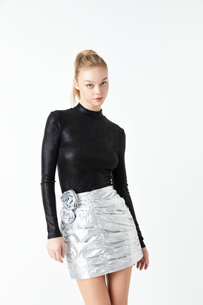 GREY LAB - Silver Shirring Mini Skirt - SKIRTS available at Objectrare