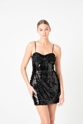 ENDLESS ROSE - Sequin Flower Mini Dress - DRESSES available at Objectrare