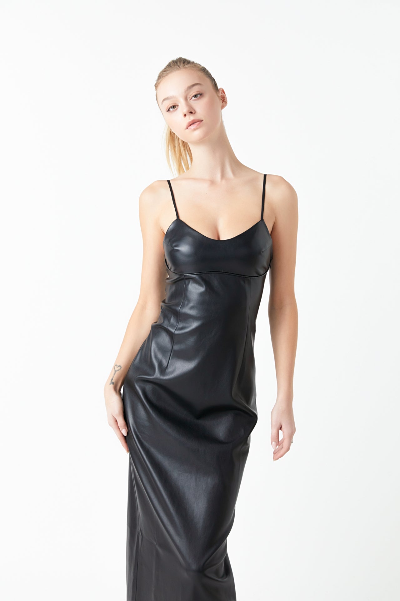 GREY LAB - Pu Midi Sleeveless Dress - DRESSES available at Objectrare